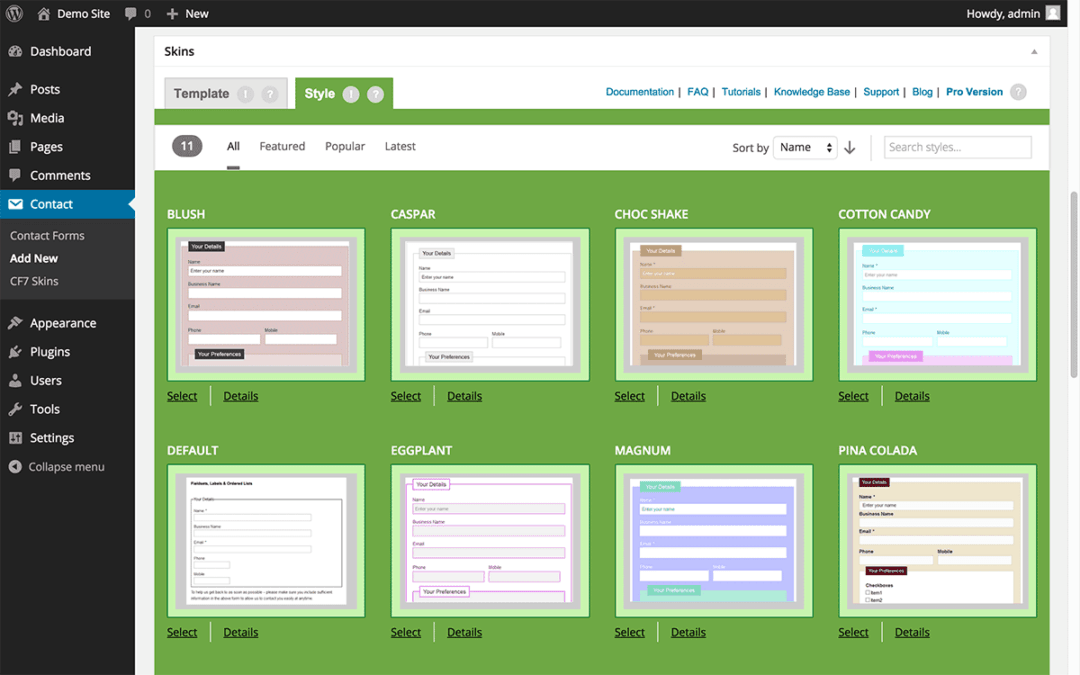 Styling your “contact forms” in WordPress without HTML or CSS code!